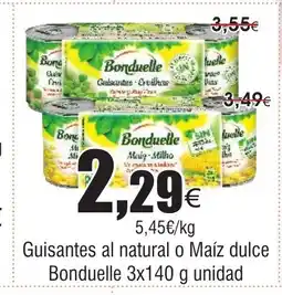 FROIZ BONDUELLE Guisantes al natural o Maíz dulce oferta