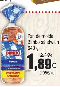 FROIZ Pan de molde Bimbo sándwich oferta