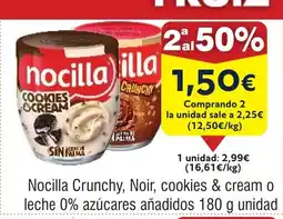 FROIZ NOCILLA Crunchy, Noir, cookies & cream o leche 0% azúcares añadidos oferta
