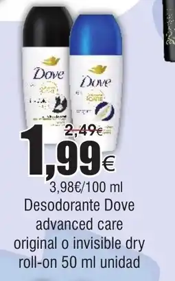 FROIZ Desodorante Dove advanced care original o invisible dry roll-on oferta