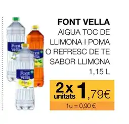 Plusfresc FONT VELLA Aigua toc de llimona i poma o refresc de te sabor llimona oferta