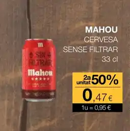 Plusfresc MAHOU Cervesa sense filtrar oferta
