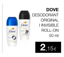 Plusfresc DOVE Desodorant original i invisible roll-on oferta