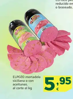 HiperDino ELPOZO mortadela siciliana o con aceitunas oferta