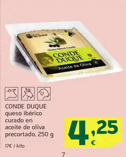 HiperDino CONDE DUQUE queso ibérico curado en aceite de oliva precortado oferta