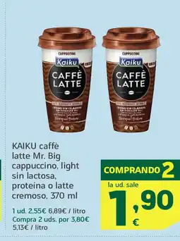 HiperDino KAIKU caffè latte Mr. Big cappuccino, light sin lactosa, proteína o latte cremoso oferta