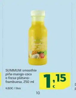 HiperDino SUMMUM smoothie piña-mango-coco o fresa-plátano- frambuesa oferta