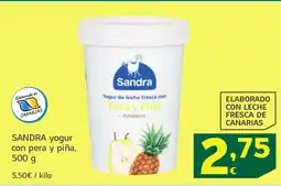 HiperDino SANDRA yogur con pera y piña oferta