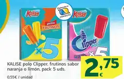 HiperDino KALISE polo Clipper, frutinos sabor naranja o limón oferta
