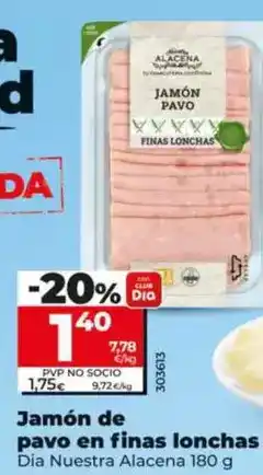 Dia Dia nuestra alacena - jamón de pavo en finas lonchas 180 g oferta
