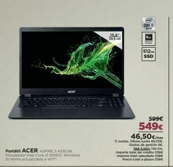 El Corte Inglés Portátil acer oferta