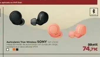 El Corte Inglés B auriculares true wireless sony wf-c500 hasta 20 horas de autonomia enn funda de carga resistencia a licaduras ipx4 99,90€ oferta