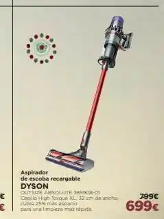 El Corte Inglés Aspirador de escoba recargable dyson outsize absolute 385908-01 copillo high torque xl 52 cm de ancho cubre 25 más espacio pa oferta
