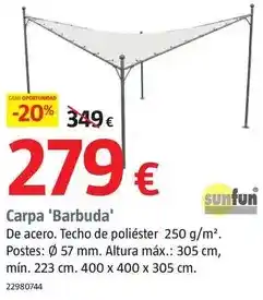 Bauhaus Sunfun - carpa 'barbuda' oferta