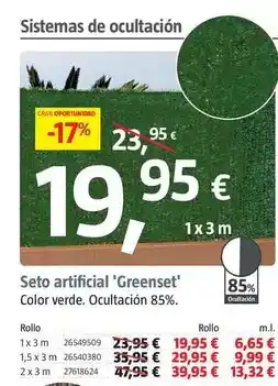 Bauhaus Seto artificial 'greenset' oferta