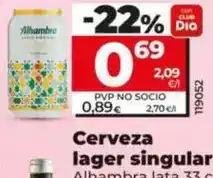 Dia Alhambra - cerveza lager singular oferta
