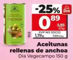 Dia Dia vegecampo - aceitunas rellenas de anchoa 150 g oferta