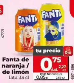 Dia Fanta - de naranja / de limon lata 33 cl oferta
