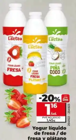 Dia Dia lactea - yogur líquido de fresa / de fresa y plátano / de pina y coco oferta