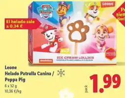 Lidl Leone - helado patrulla canina/ peppa pig oferta