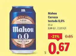 Lidl Mahou - cerveza tostada 0,0% oferta