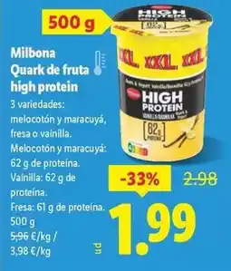Lidl Milbona - quark de fruta high protein oferta