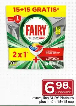 Supermercados Dani Fairy - lavavajillas platinum plus limon 15+15 cap oferta
