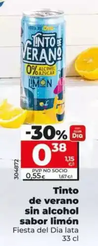 Dia Fiesta del dia - tinto de verano sin alcohol sabor limón 1,5 l oferta