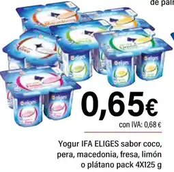 Cash Ifa IFA ELIGES Yogur sabor coco, pera, macedonia, fresa, limón o plátano oferta