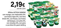 Cash Ifa ACTIVIA DANONE Bífidus con mango con melocotón 0%. con frutos rojos 0%, con lima limón 0%, con fresas, con frutos del bosque, oferta