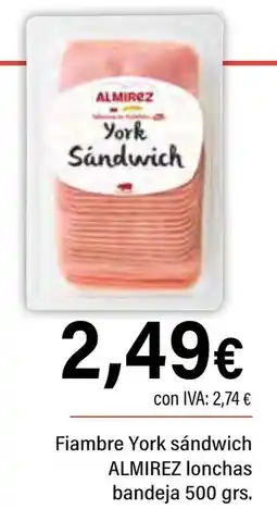 Cash Ifa ALMIREZ Fiambre York sándwich lonchas bandeja oferta