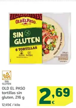HiperDino OLD EL PASO tortillas sin gluten oferta