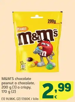 HiperDino M&M'S chocolate peanut o chocolate o crispy, oferta
