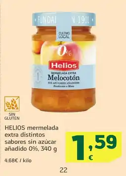 HiperDino HELIOS mermelada extra distintos sabores sin azúcar añadido 0% oferta