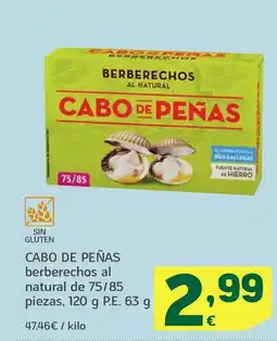 HiperDino CABO DE PEÑAS berberechos al natural de 75/85 piezas oferta