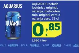 HiperDino AQUARIUS bebida isotónica original, naranja, melocotón rojo, original zero o naranja zero oferta