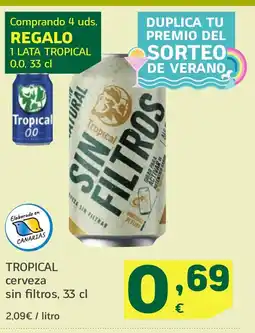 HiperDino TROPICAL cerveza sin filtros oferta
