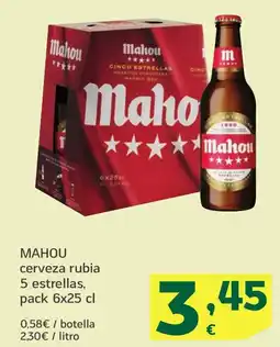 HiperDino MAHOU cerveza rubia 5 estrellas oferta