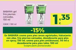 HiperDino BABARIA gel frío piernas cansadas oferta