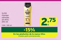 HiperDino GLISS champú ultimate oil elixir oferta
