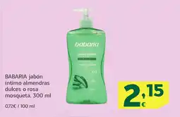 HiperDino BABARIA jabón íntimo almendras dulces o rosa mosqueta oferta