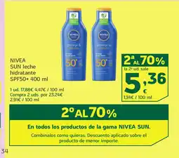 HiperDino NIVEA SUN leche hidratante SPF50 oferta