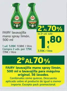 HiperDino FAIRY lavavajilla mano spray limón oferta