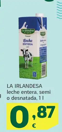 HiperDino LA IRLANDESA leche entera, semi o desnatada oferta