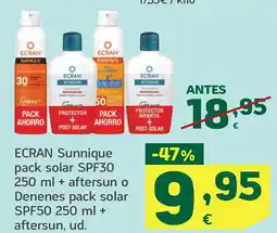 HiperDino ECRAN pack solar SPF30 oferta