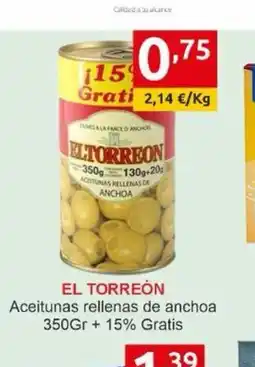Supermercados Extremadura EL TORREÓN Aceitunas rellenas de anchoa oferta