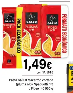 Cash Ifa Pasta GALLO Macarrón cortado (pluma nº6), Spaguetti nº3 o Fideo nº0 oferta