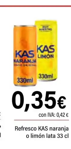 Cash Ifa KAS Refresco naranja o limón lata 33 cl oferta