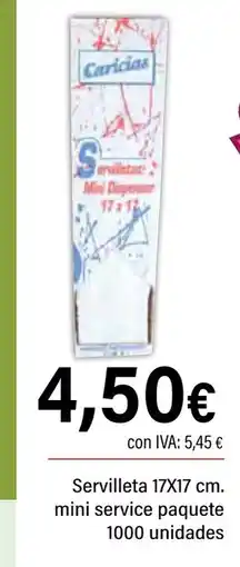 Cash Ifa Servilleta mini service paquete oferta