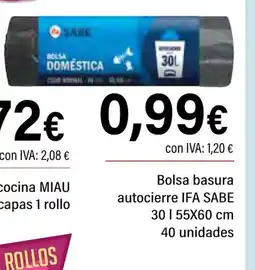 Cash Ifa IFA SABE Bolsa basura autocierre oferta